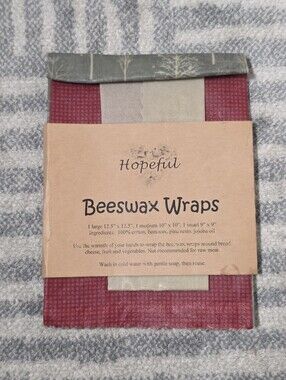 Hopeful Beeswax Food Wraps Reusable Eco Friendly Kitchen Storage Set of 3